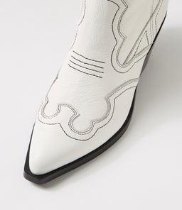 RIAVA MO WHITE BLACK STITCH LEATHER