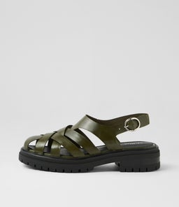 ABEES MO OLIVE SHINE LEATHER