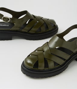 ABEES MO OLIVE SHINE LEATHER