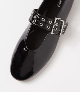 HEARTS MO BLACK CRINKLE PATENT