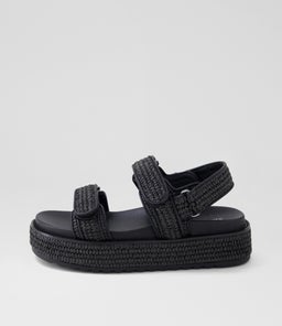 BRIDGETT MO BLACK WOVEN LEATHER
