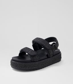 BRIDGETT MO BLACK WOVEN LEATHER