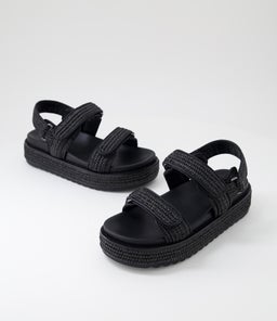 BRIDGETT MO BLACK WOVEN LEATHER