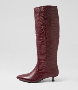 CESARINA MO BURGUNDY CROC LEATHER