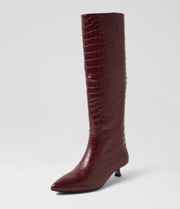 CESARINA MO BURGUNDY CROC LEATHER