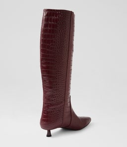 CESARINA MO BURGUNDY CROC LEATHER
