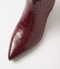 CESARINA MO BURGUNDY CROC LEATHER