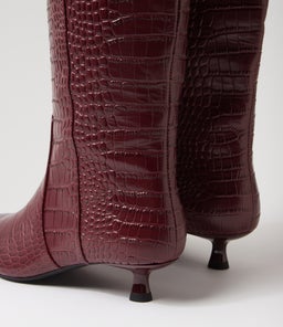 CESARINA MO BURGUNDY CROC LEATHER