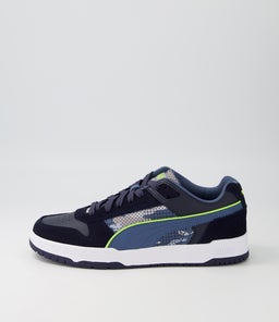 386374 RBD GAME LOW SASHIKO PM NIGHT SKY LIME LEATHER