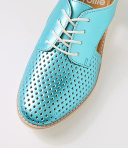 SIDECUT PUNCH TURQUOISE METALLIC LEATHER