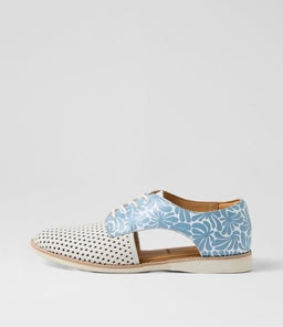 SIDECUT PUNCH WHITE STEEL BLUE FLOWER LEATHER