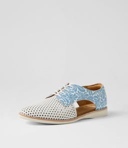 SIDECUT PUNCH WHITE STEEL BLUE FLOWER LEATHER