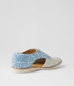 SIDECUT PUNCH WHITE STEEL BLUE FLOWER LEATHER