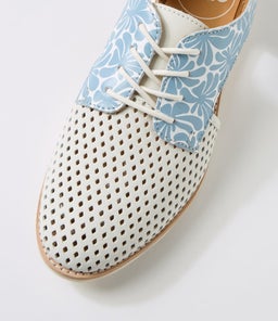 SIDECUT PUNCH WHITE STEEL BLUE FLOWER LEATHER