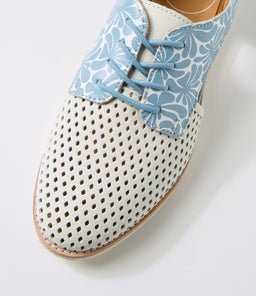 SIDECUT PUNCH WHITE STEEL BLUE FLOWER LEATHER