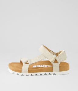 SANDAL TOOTH WEDGE RL BONE CROC LEATHER