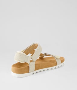 SANDAL TOOTH WEDGE RL BONE CROC LEATHER