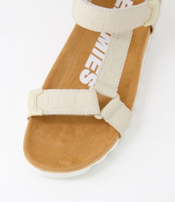 SANDAL TOOTH WEDGE RL BONE CROC LEATHER