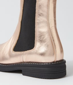 CHELSEA RISE BOOT RL ROSE GOLD FOIL LEATHER