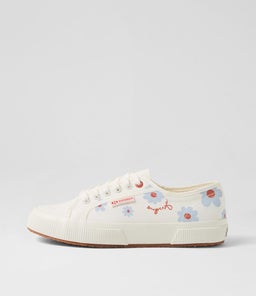 2750 DAISY PRINT S9 WHITE AZURE RED DAISIES CANVAS