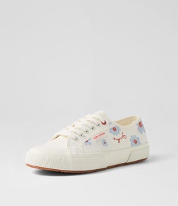 2750 DAISY PRINT S9 WHITE AZURE RED DAISIES CANVAS
