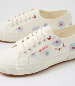 2750 DAISY PRINT S9 WHITE AZURE RED DAISIES CANVAS