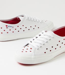 3750 HEART LEGGERA S9 WHITE RED VEGAN LEATHER