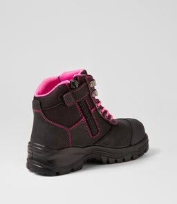 COMP TOE WORK BOOT SK BLACK PINK LEATHER MESH