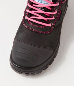 COMP TOE WORK BOOT SK BLACK PINK LEATHER MESH