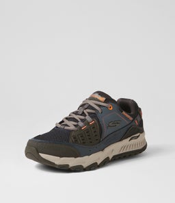237545 ARCH FIT ESCAPE PLAN SK NAVY ORANGE LEATHER MESH