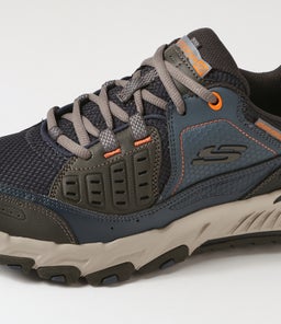 237545 ARCH FIT ESCAPE PLAN SK NAVY ORANGE LEATHER MESH