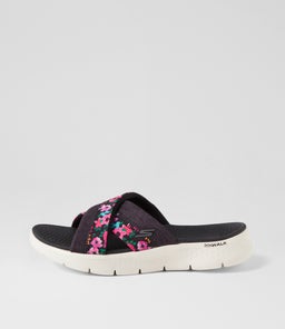 141435 GO WALK F SANDAL B SK BLACK MULTI TEXTILE
