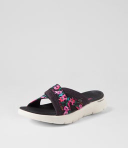 141435 GO WALK F SANDAL B SK BLACK MULTI TEXTILE