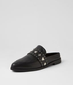 TUESDAY SLIDE BLACK SILVER LEATHER