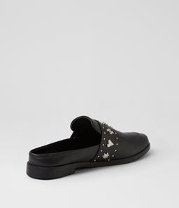 TUESDAY SLIDE BLACK SILVER LEATHER