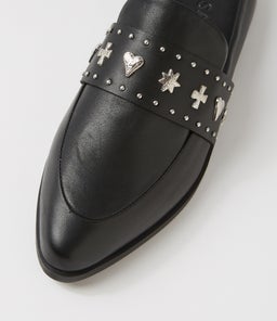 TUESDAY SLIDE BLACK SILVER LEATHER