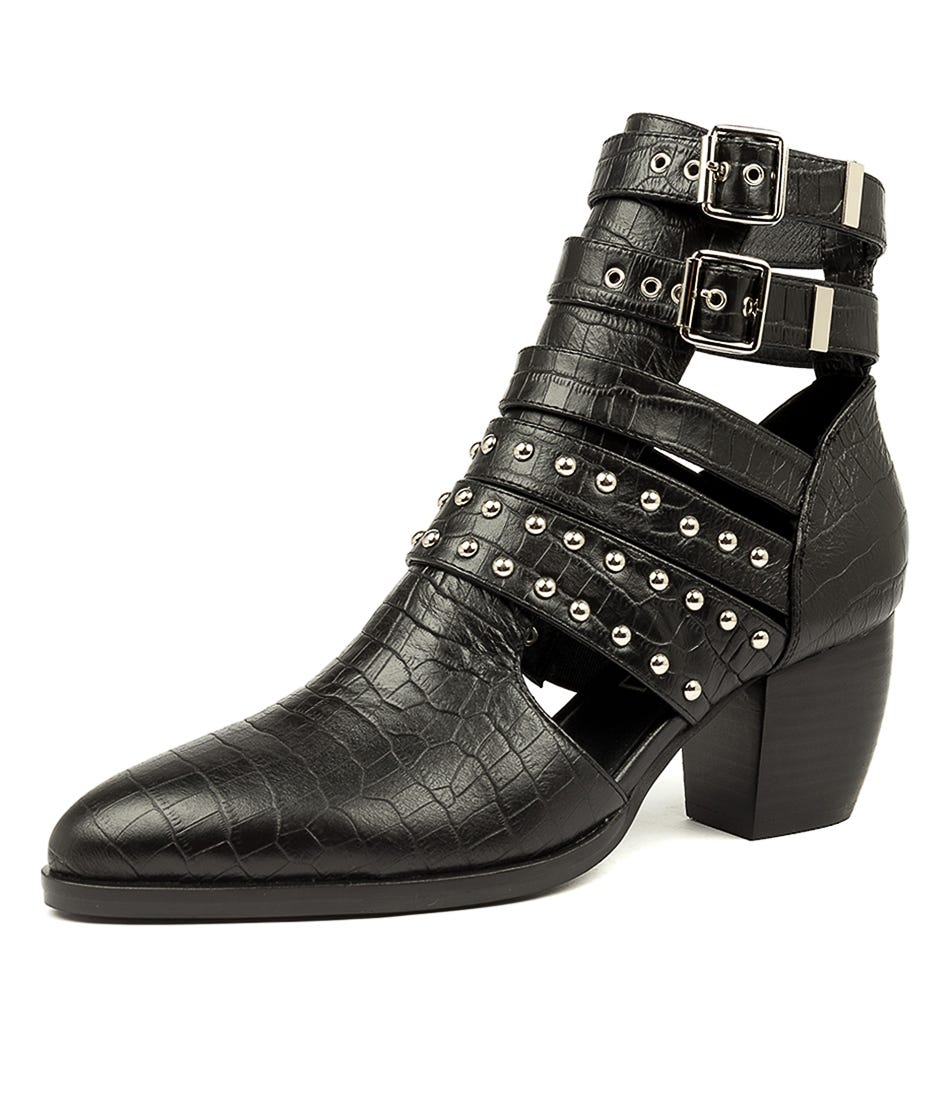 Willis Boot Black Croc Leather by Sol Sana Shop Online at