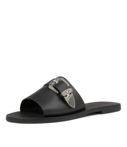 ANASTASIA SLIDE SS BLACK LEATHER