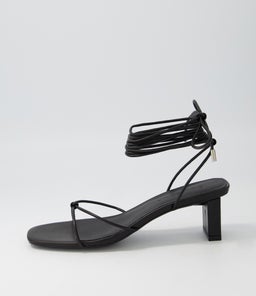 HONEY MID HEEL SS BLACK LEATHER