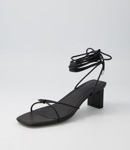 HONEY MID HEEL SS BLACK LEATHER