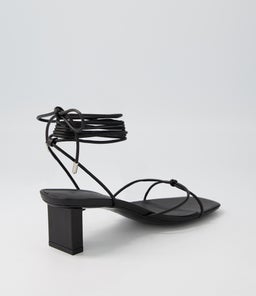 HONEY MID HEEL SS BLACK LEATHER