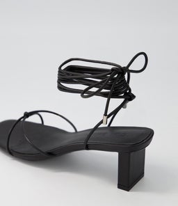 HONEY MID HEEL SS BLACK LEATHER