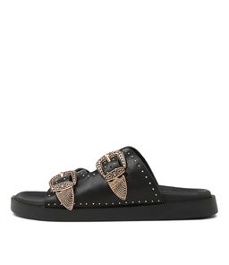 EASTWOOD STUD FOOTBED SS BLACK LEATHER