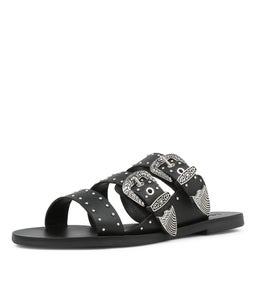 EASTWOOD STUD SLIDE SS BLACK LEATHER
