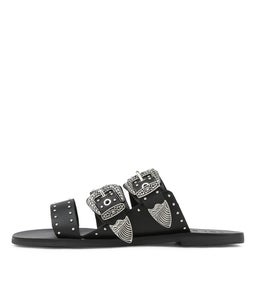 EASTWOOD STUD SLIDE SS BLACK LEATHER