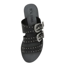 EASTWOOD STUD SLIDE SS BLACK LEATHER