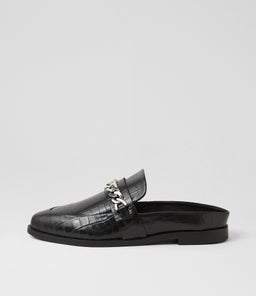 TUESDAY CHAIN SLIDE SS BLACK CROC SILVER LEATHER