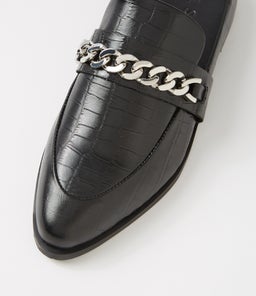 TUESDAY CHAIN SLIDE SS BLACK CROC SILVER LEATHER