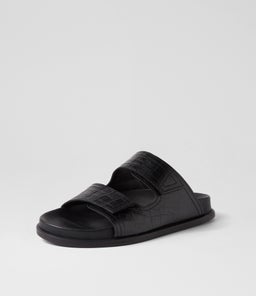 SHINE FOOTBED SS BLACK CROC LEATHER