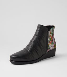 MAXIE SU BLACK BLACK PAINTED FLORAL LEATHER